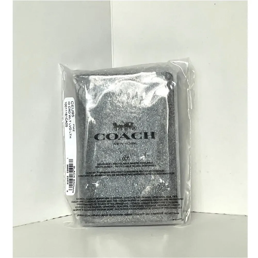 Coach CEU95 Mens Black Brown Loved Leather Bifold ID Wallet